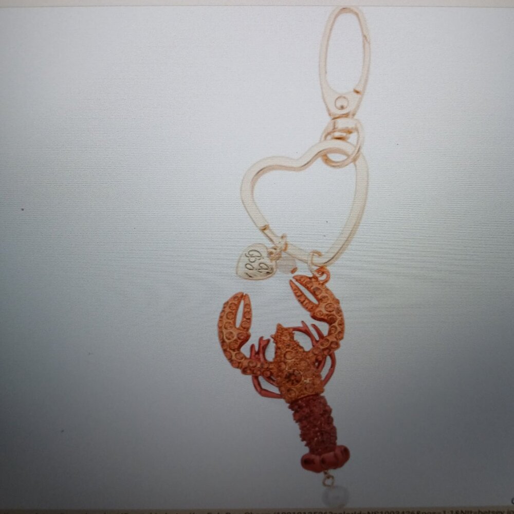 Betsey Johnson Crystal Lobster Bag Charm / Key Fob Red NIB - Picture 5 of 6